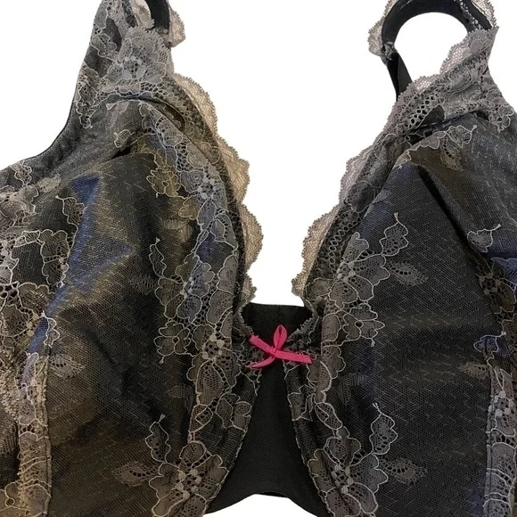 CACIQUE Full Figure Lightly Lined Full Coverage Black Lace Bra - Picture 6 of 8